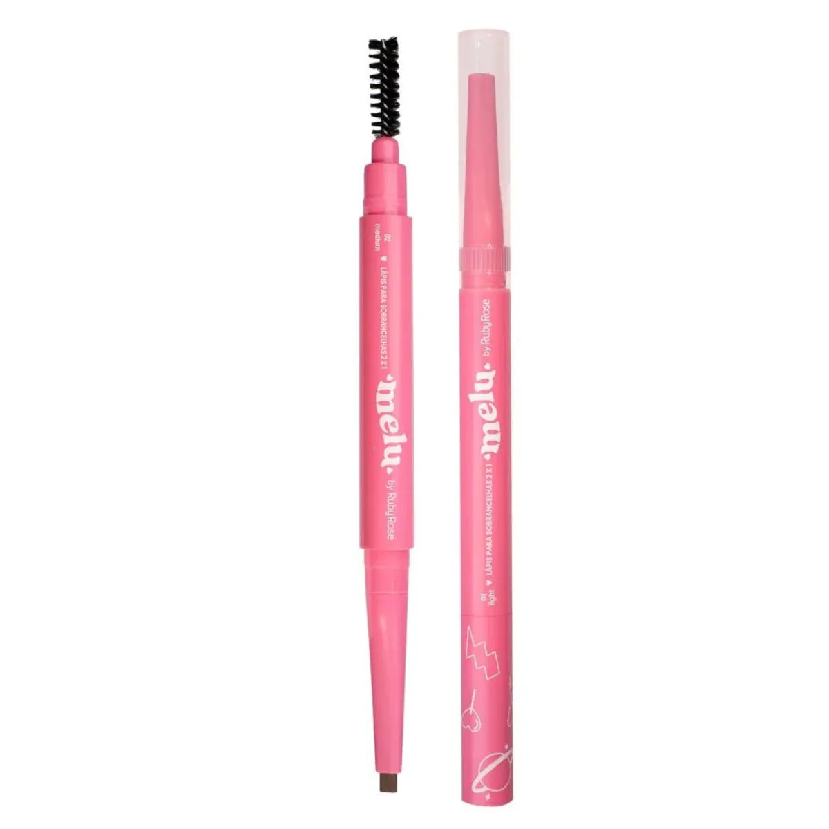 Lápis de Sobrancelhas Ponta Chanfrada 2×1 – Melu by Ruby Rose