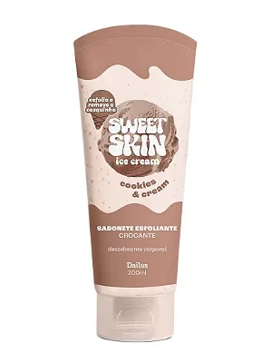 Sabonete Esfoliante Crocante Sweet Skin Ice Cream Cookies & Cream 200ml – Dailus
