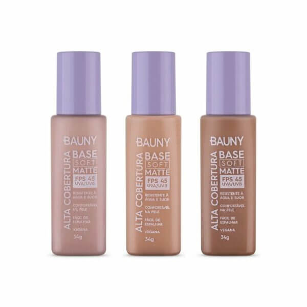 Base Soft Matte Alta Cobertura Vegana FPS 45 - Bauny